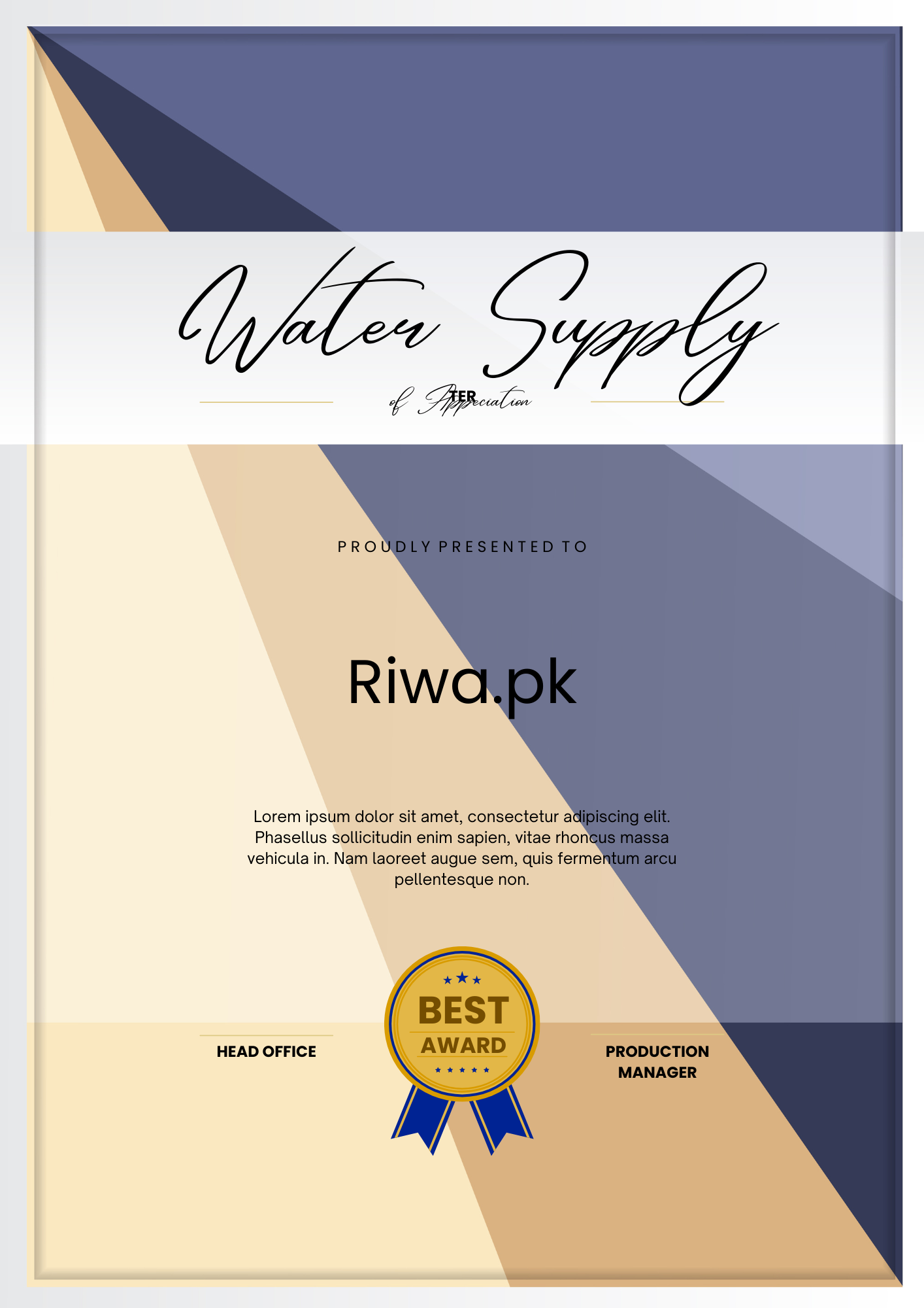 Blue and White Employee of the Month Award Certificate