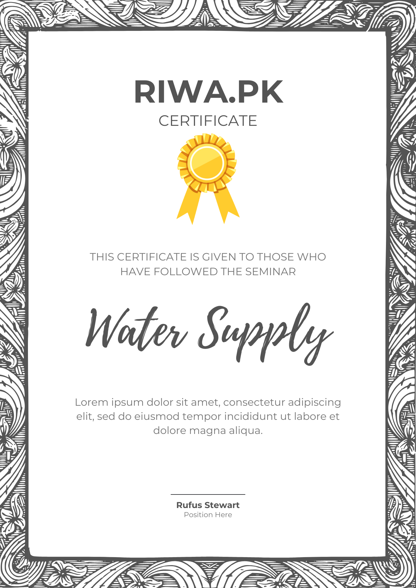 Grey Minimalist Seminar Certificate